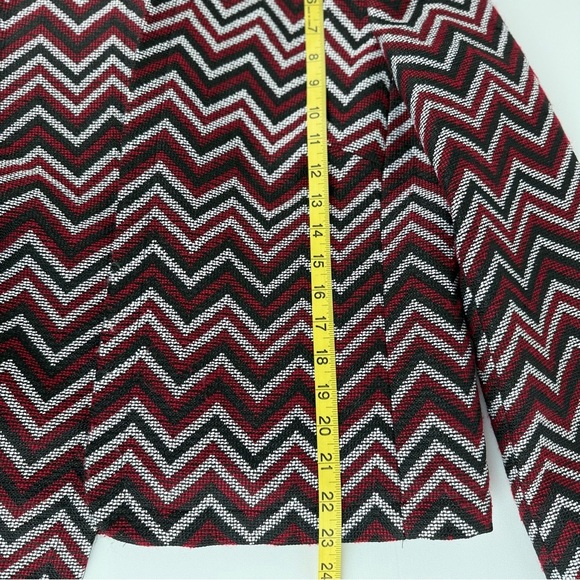 Tahari Arthur S. Levine Chevron Blazer‎ Jacket 14P Petite Red Black - Picture 6 of 8